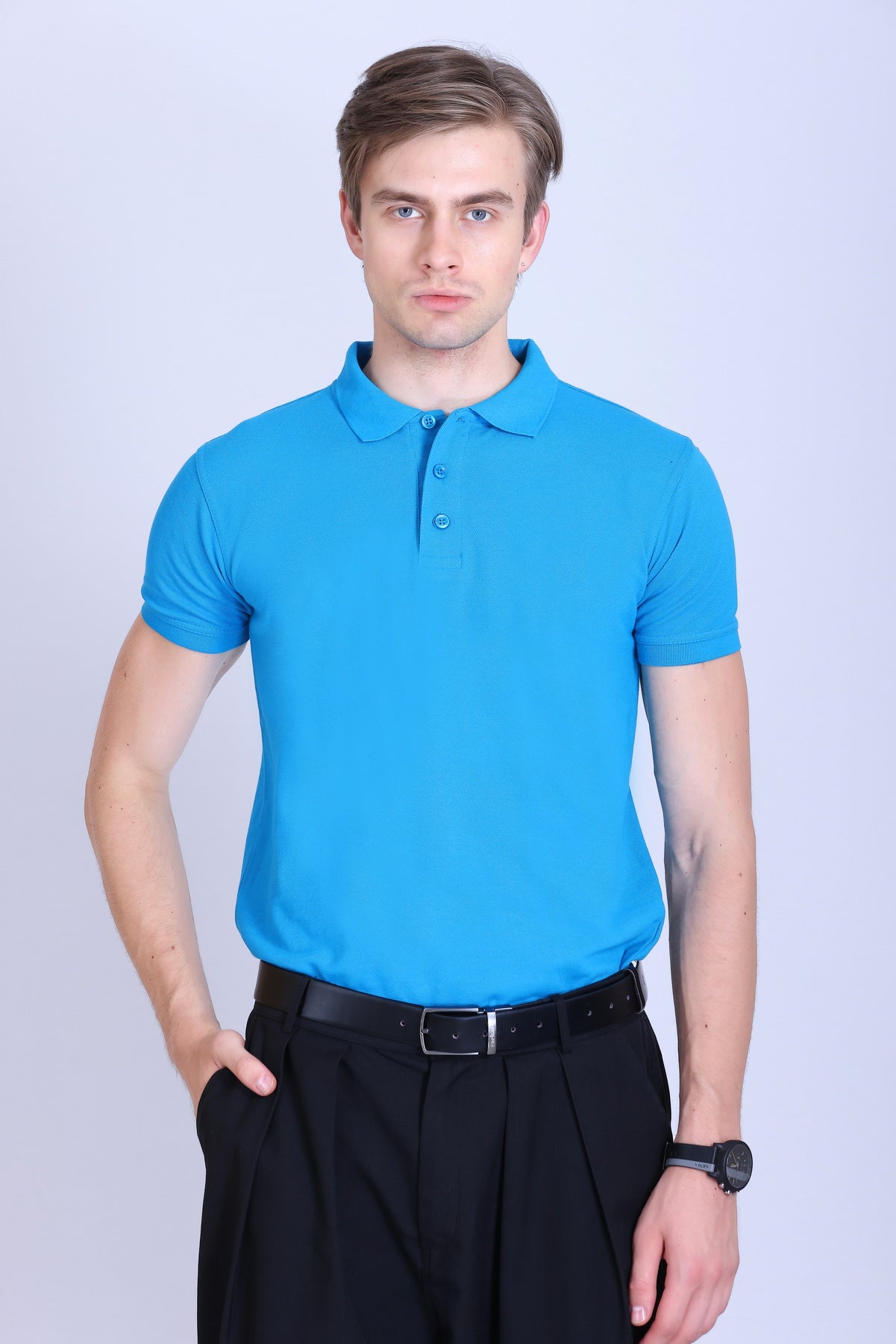 PIKMEE Fastees Polo T-Shirt in Aqua Blue - image 1