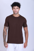 PIKMEE Skinta Bio Wash Crew Neck T-Shirt in Chocolate Brown - image 1