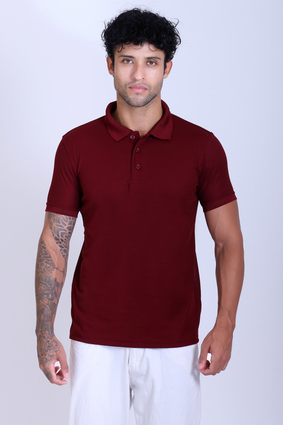 PIKMEE Titlis Polo T-Shirt in Maroon - image 1