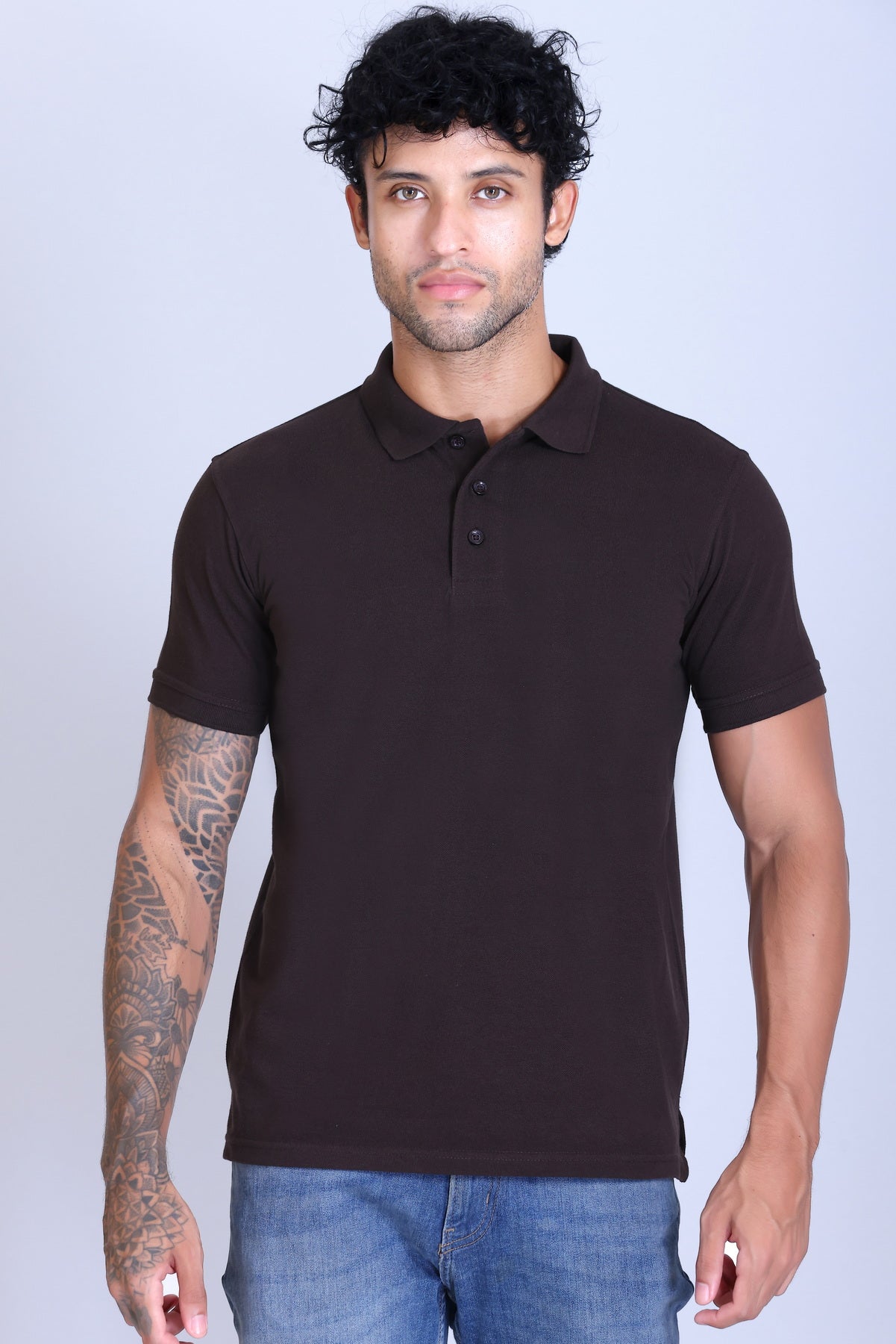 PIKMEE Fastees Polo T-Shirt in Chocolate Brown - image 1