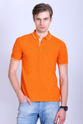 PIKMEE Highline Polo T-Shirt in Orange with White - image 1