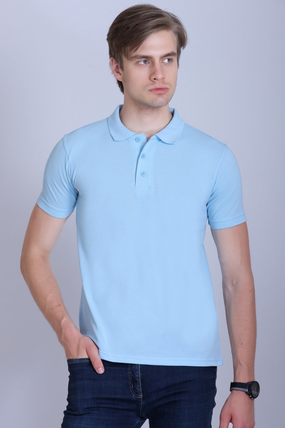 PIKMEE Fastees Polo T-Shirt in Ice Blue - image 1