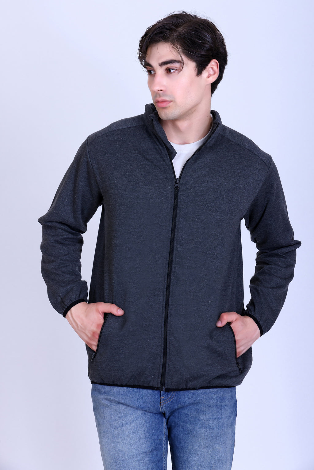 Pikmee North Pole Men's Poly Viscose Fleece Winter Jacket - Charcoal Grey
