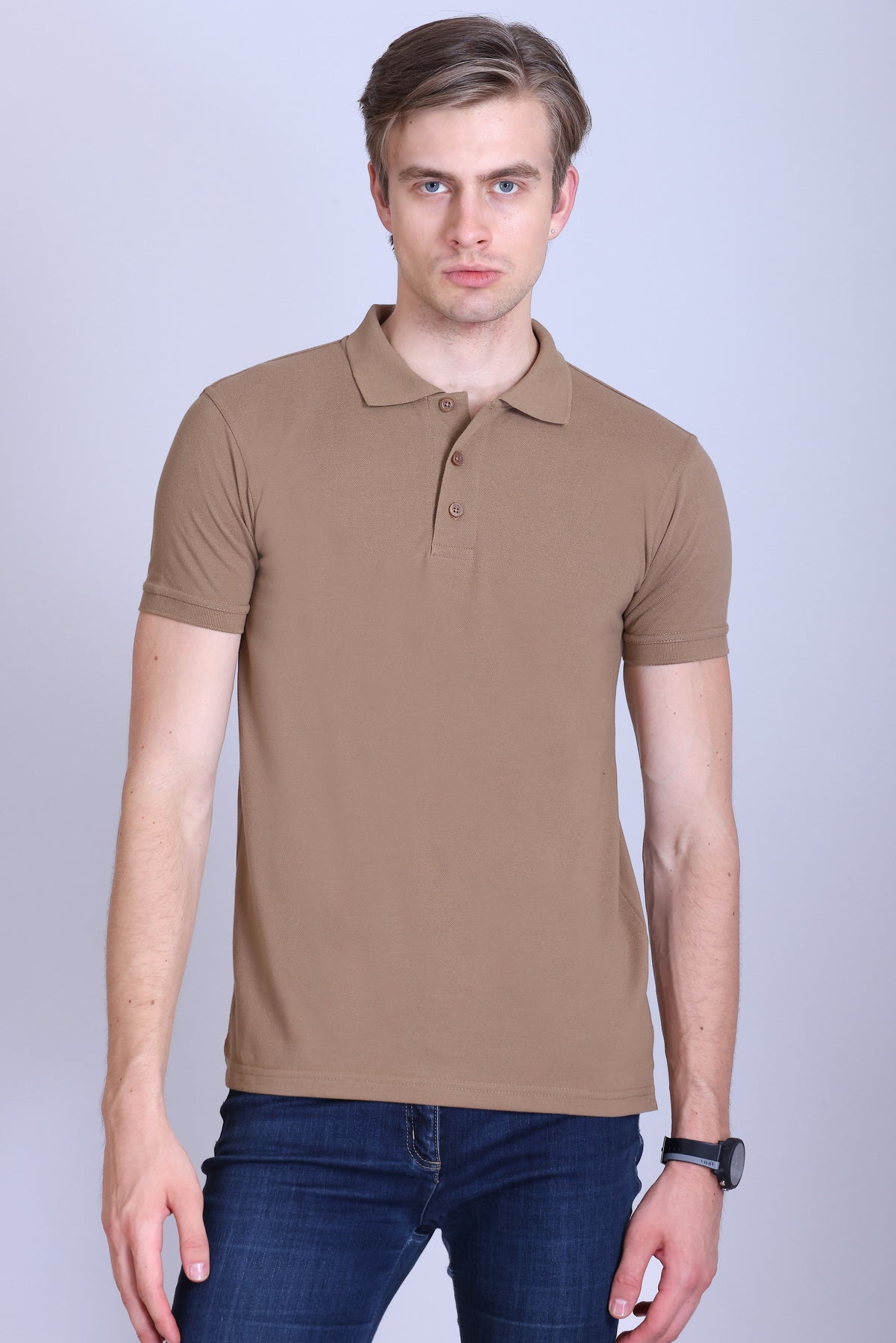 PIKMEE Fastees Polo T-Shirt in Dark Beige - image 1