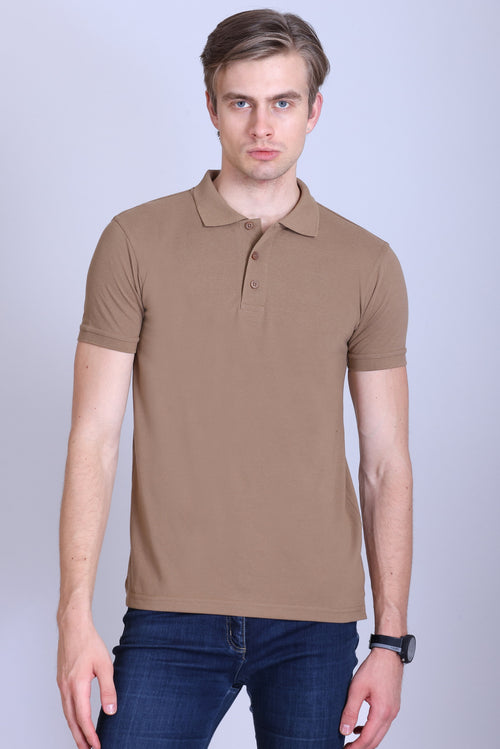 PIKMEE Fastees Polo T-Shirt in Dark Beige - image 1