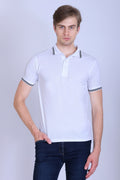 Sports Republic Acti Hy:Dry Dryfit Polo T-Shirt in White With Black Tipping