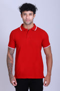 PIKMEE Tipline Polo T-Shirt in Red with White Tipping - image 1
