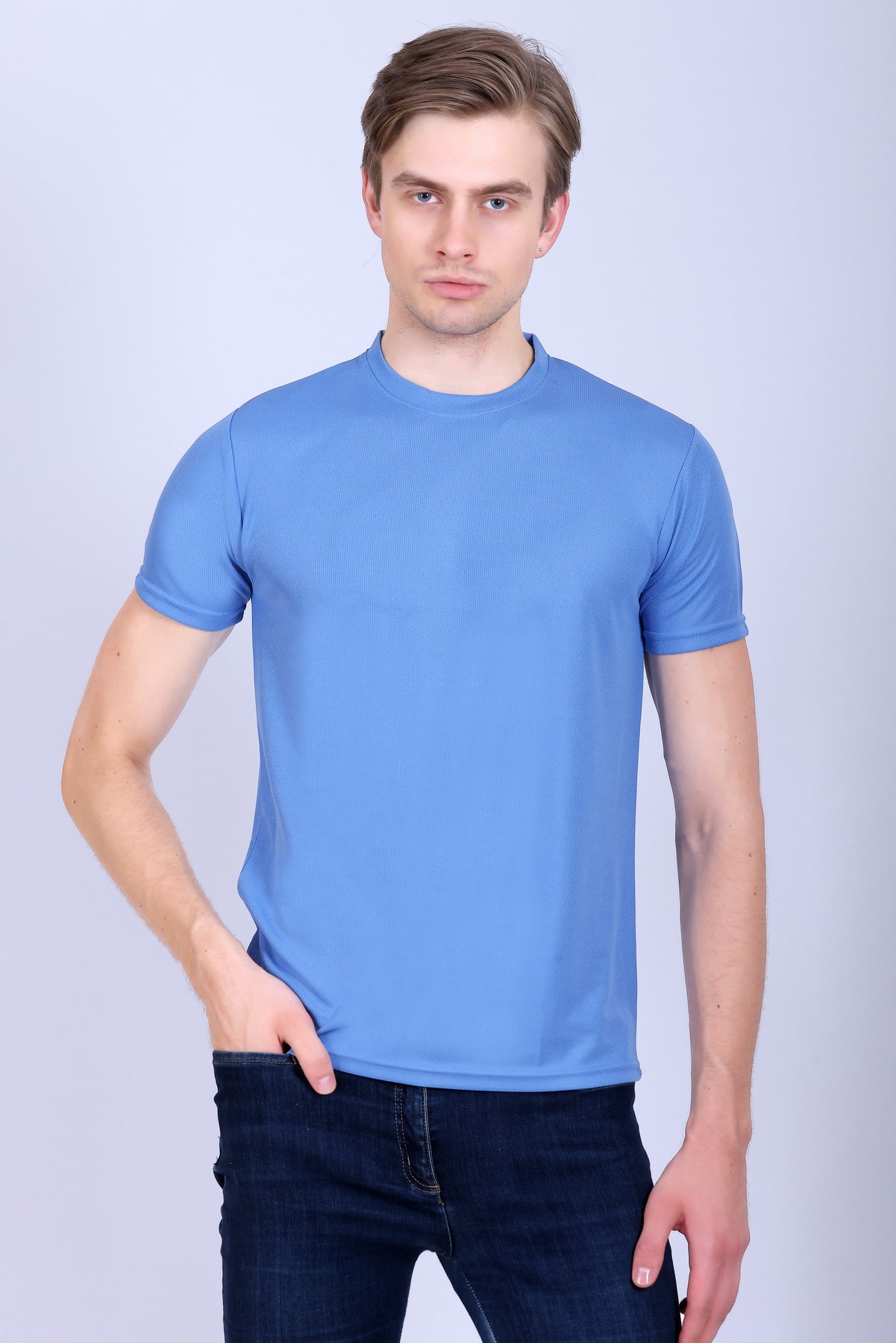 Sports Republic Acti-Runn Dryfit Crew Neck T-Shirt in Sky Blue