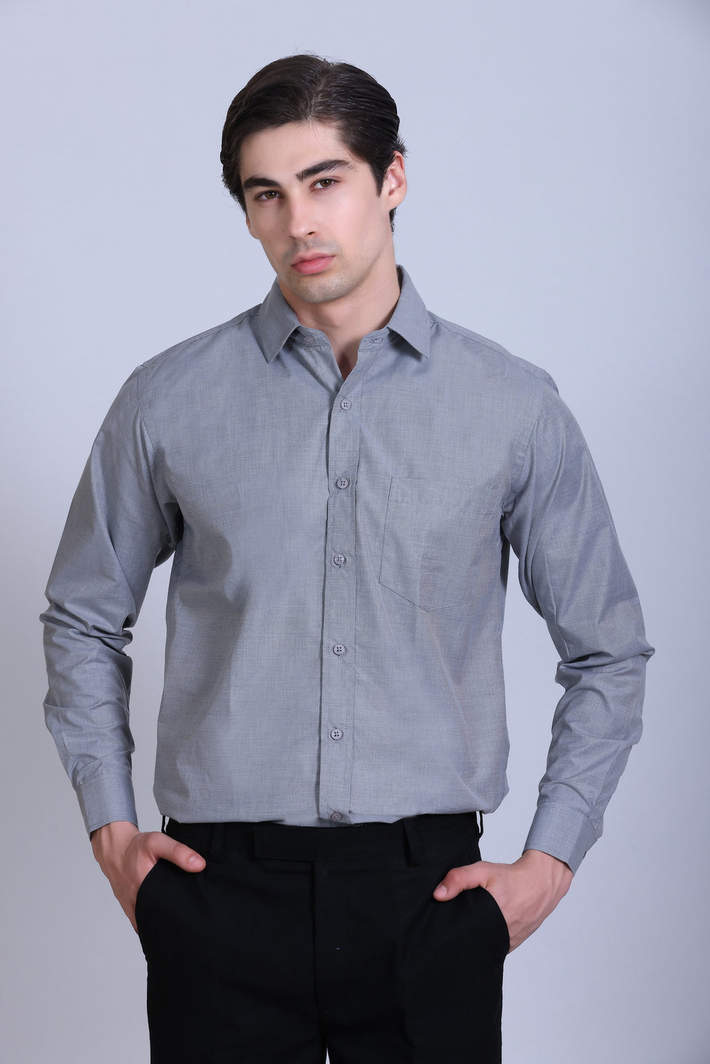 Pikmee Monte Franco Men's Regular Fit Formal Shirt - Grey