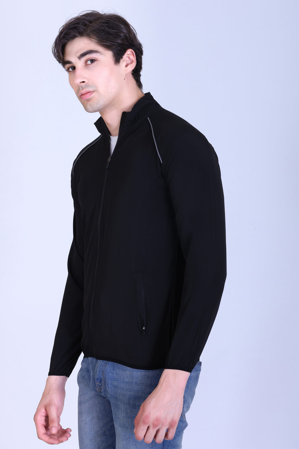 Sports Republic Acti-Fit Reflecter Jacket - Men's Performance Stretch Jacket - Black