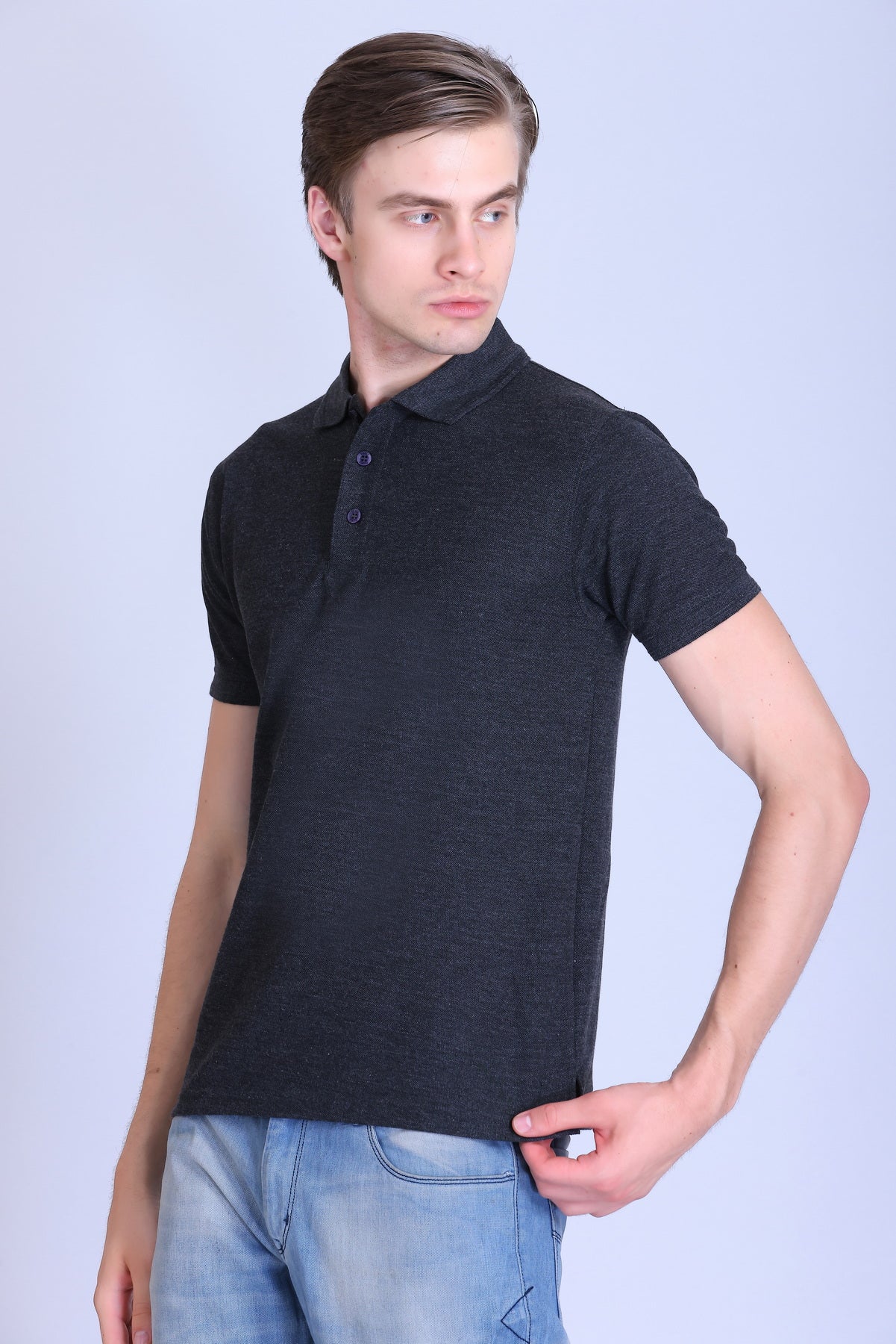 PIKMEE Promo-Tees Polo T-Shirt in Charcoal Grey (Anthra) - image 3
