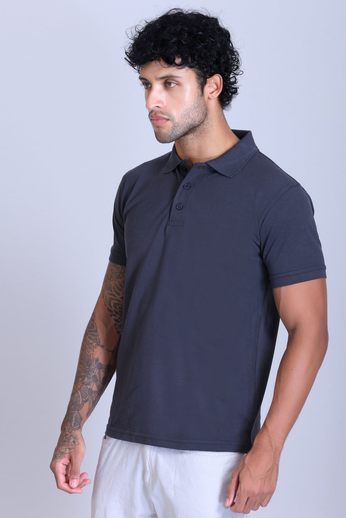 PIKMEE Fastees Polo T-Shirt in Solid Grey - image 3