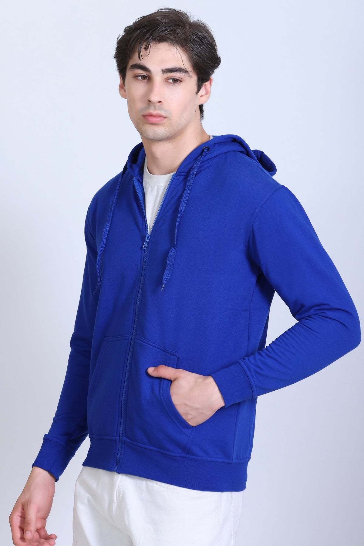 Pikmee Zero Degree Men's Zippered Hooded Sweatshirt - Royal Blue