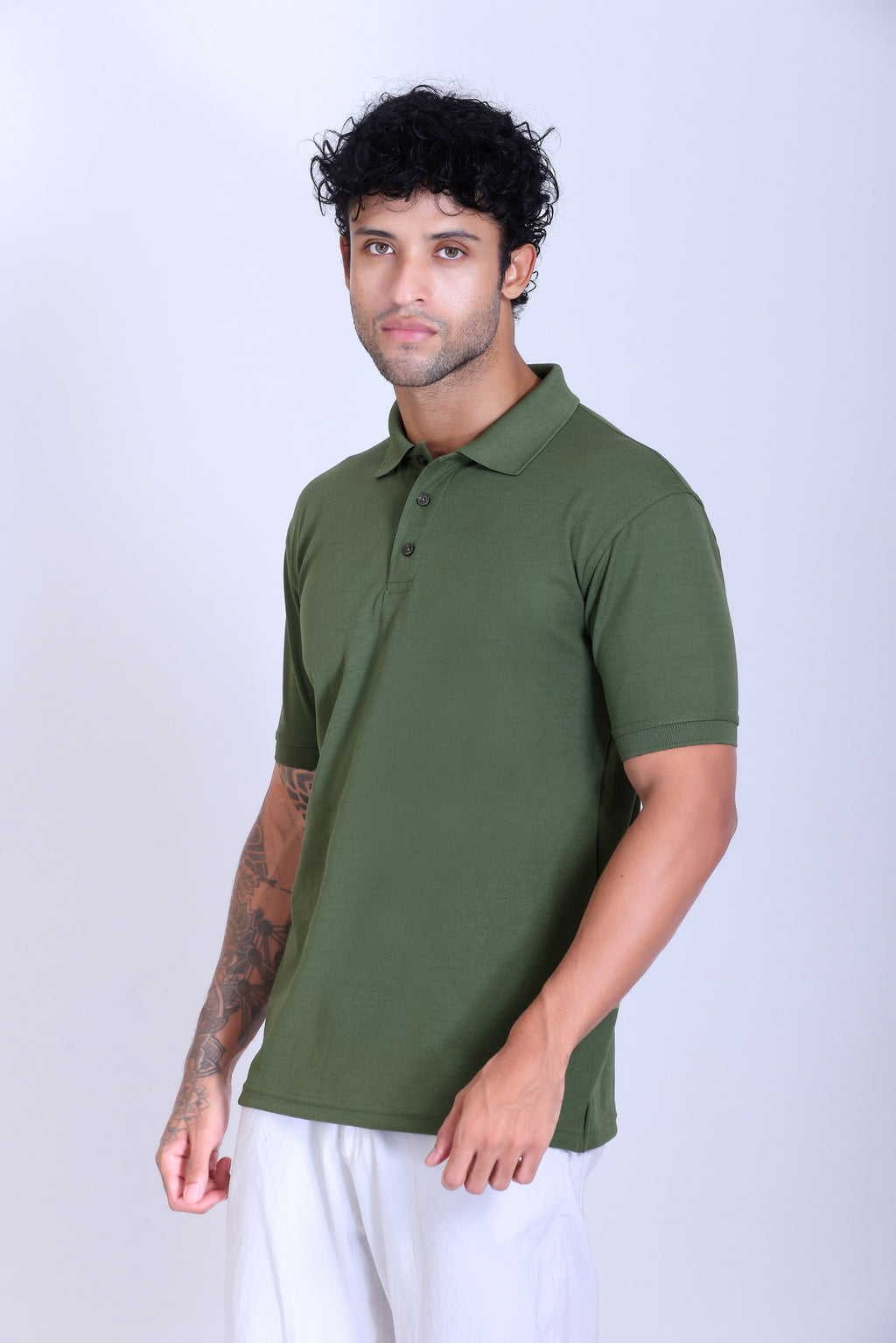 PIKMEE Titlis Polo T-Shirt in Olive - image 3