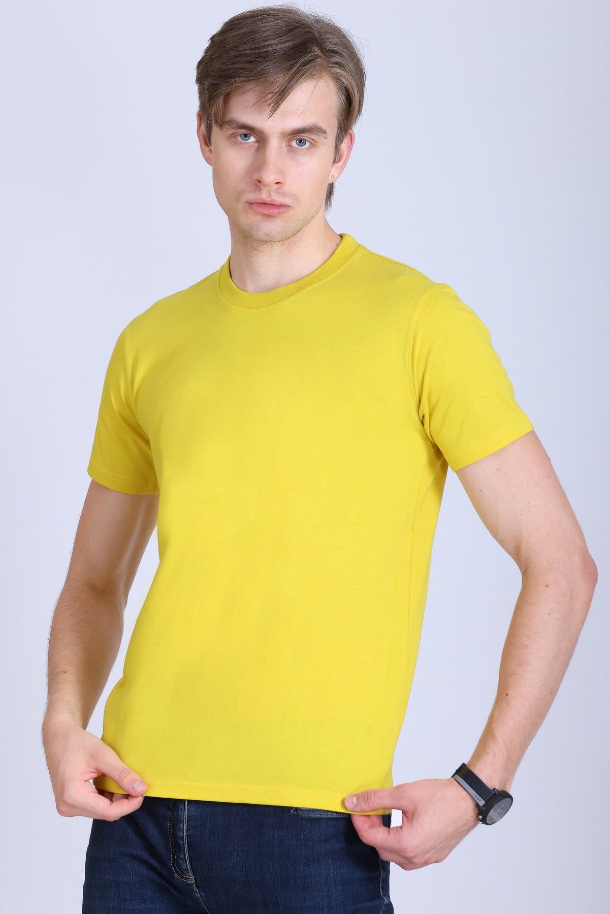 PIKMEE Skinta Bio Wash Crew Neck T-Shirt in Golden Yellow - image 3