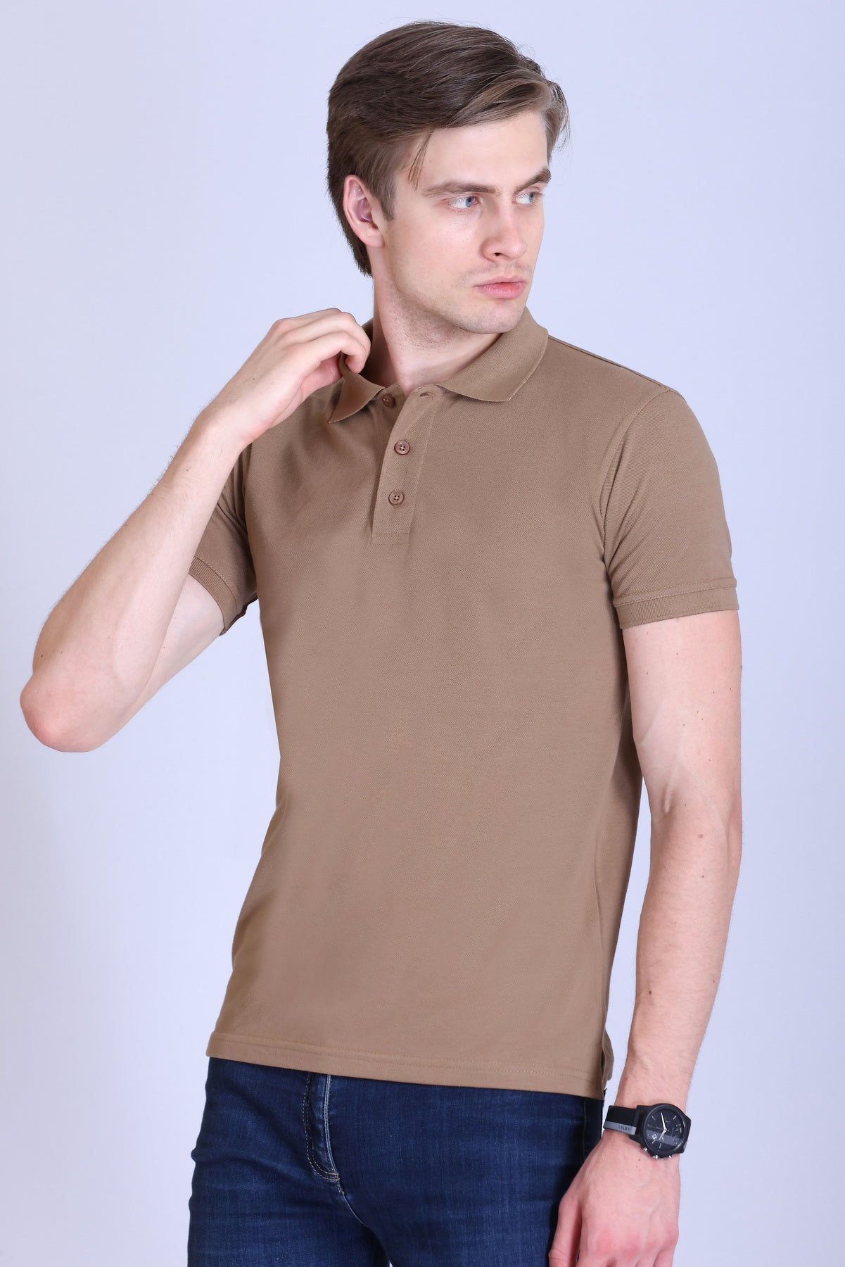 PIKMEE Fastees Polo T-Shirt in Dark Beige - image 3