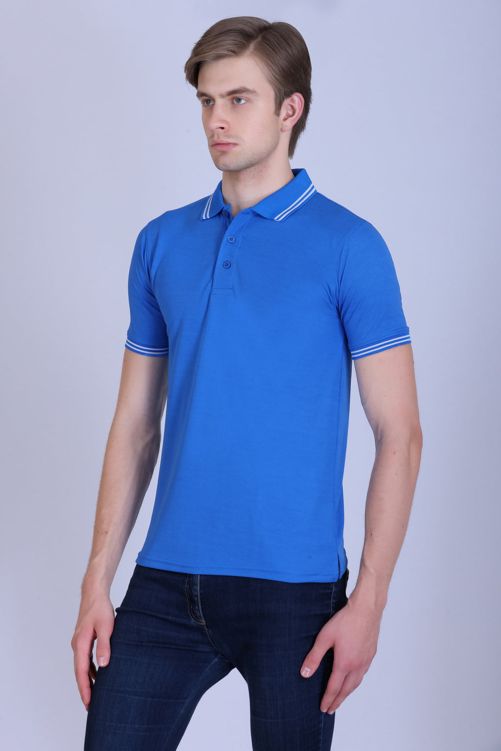 Sports Republic Acti Hy:Dry Dryfit Polo T-Shirt in Turquoise Blue With White Tipping - 2