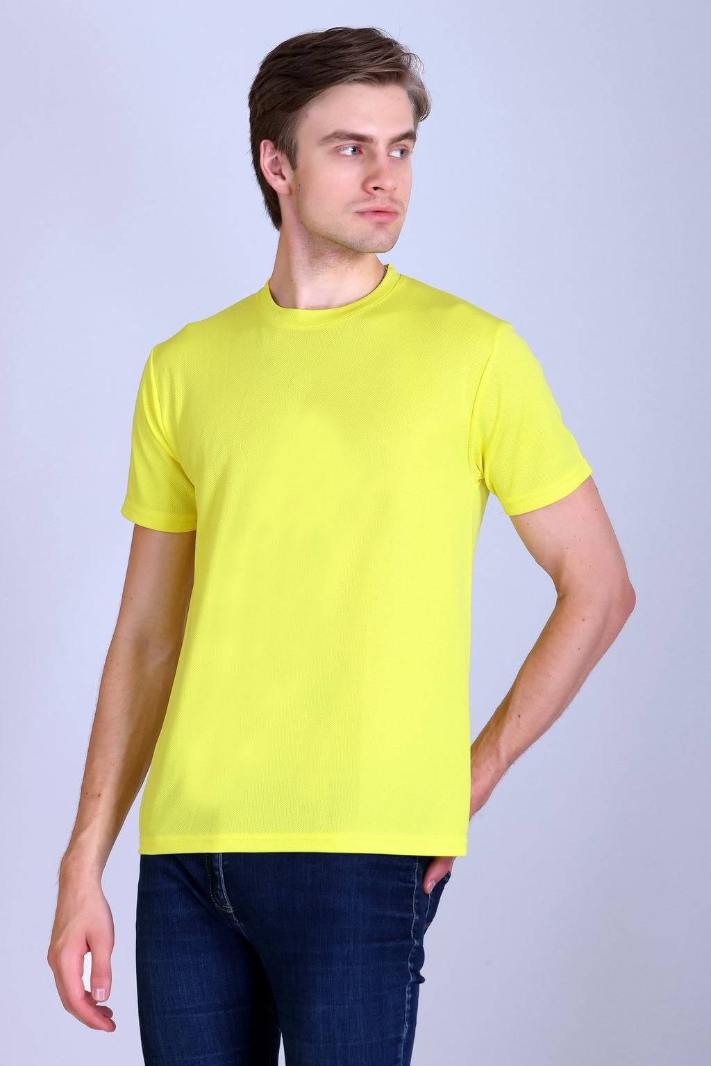 Sports Republic Acti-Go Dryfit Crew Neck T-Shirt in Lemon Yellow - 2