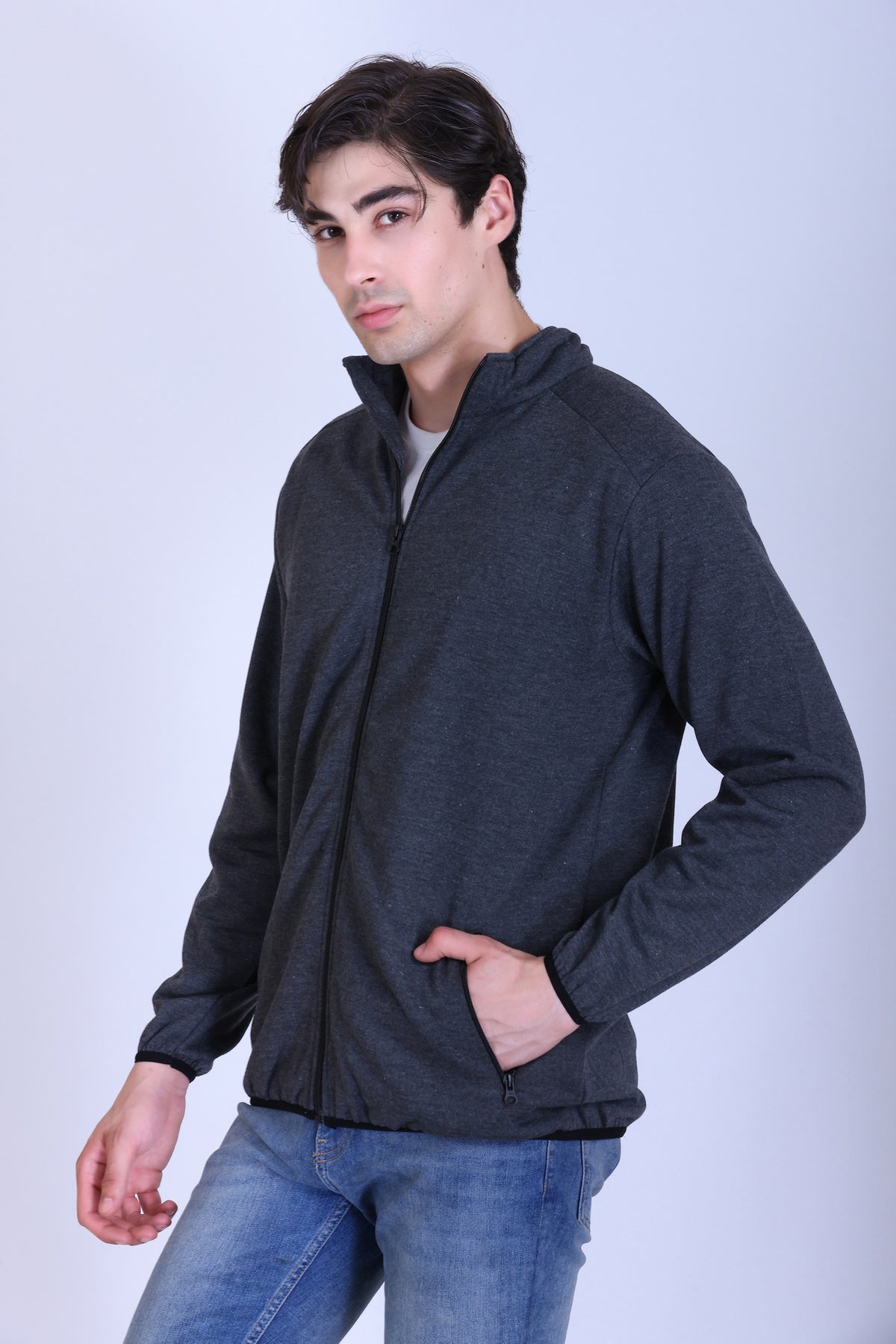 Pikmee North Pole Men's Poly Viscose Fleece Winter Jacket - Charcoal Grey