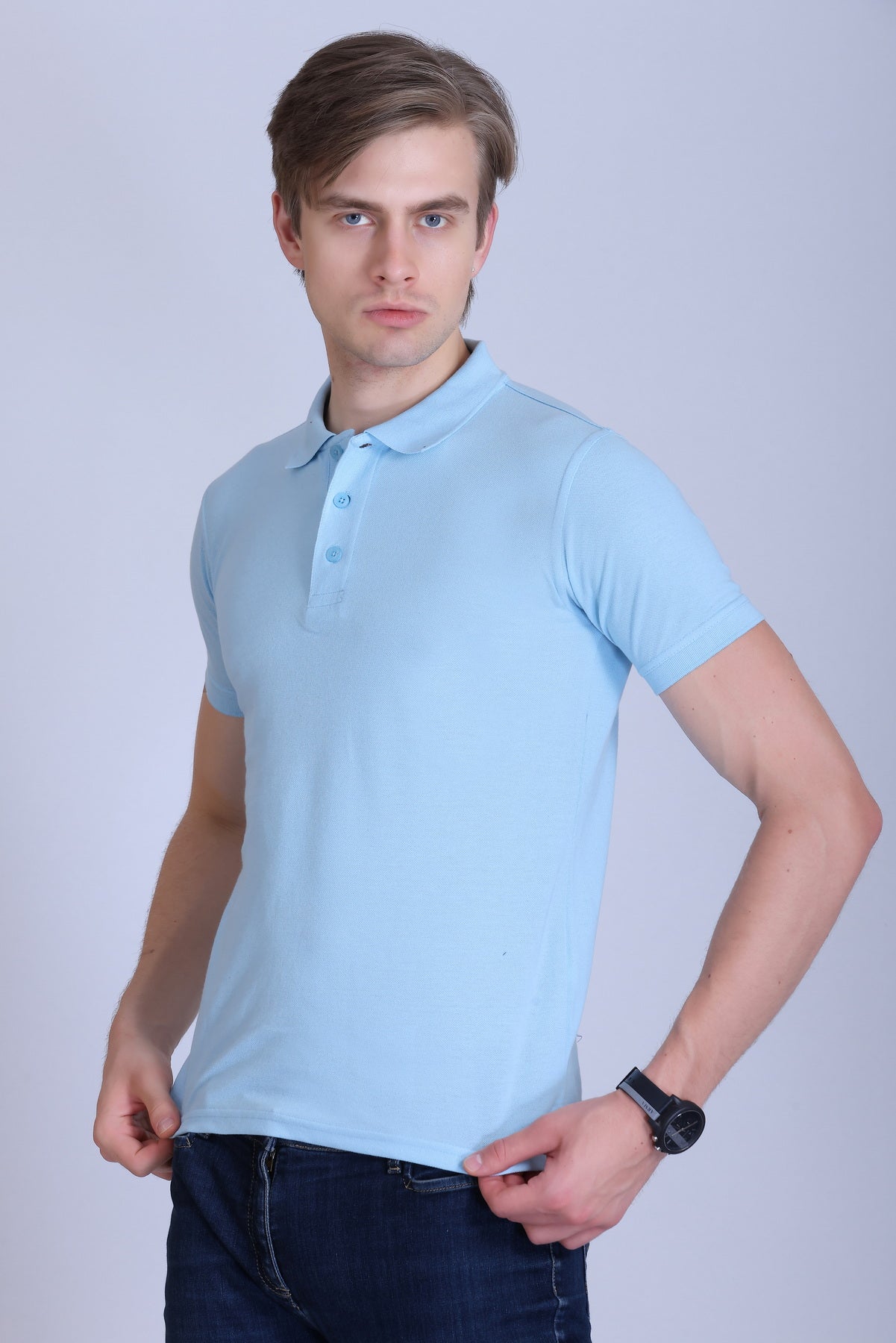 PIKMEE Fastees Polo T-Shirt in Ice Blue - image 3