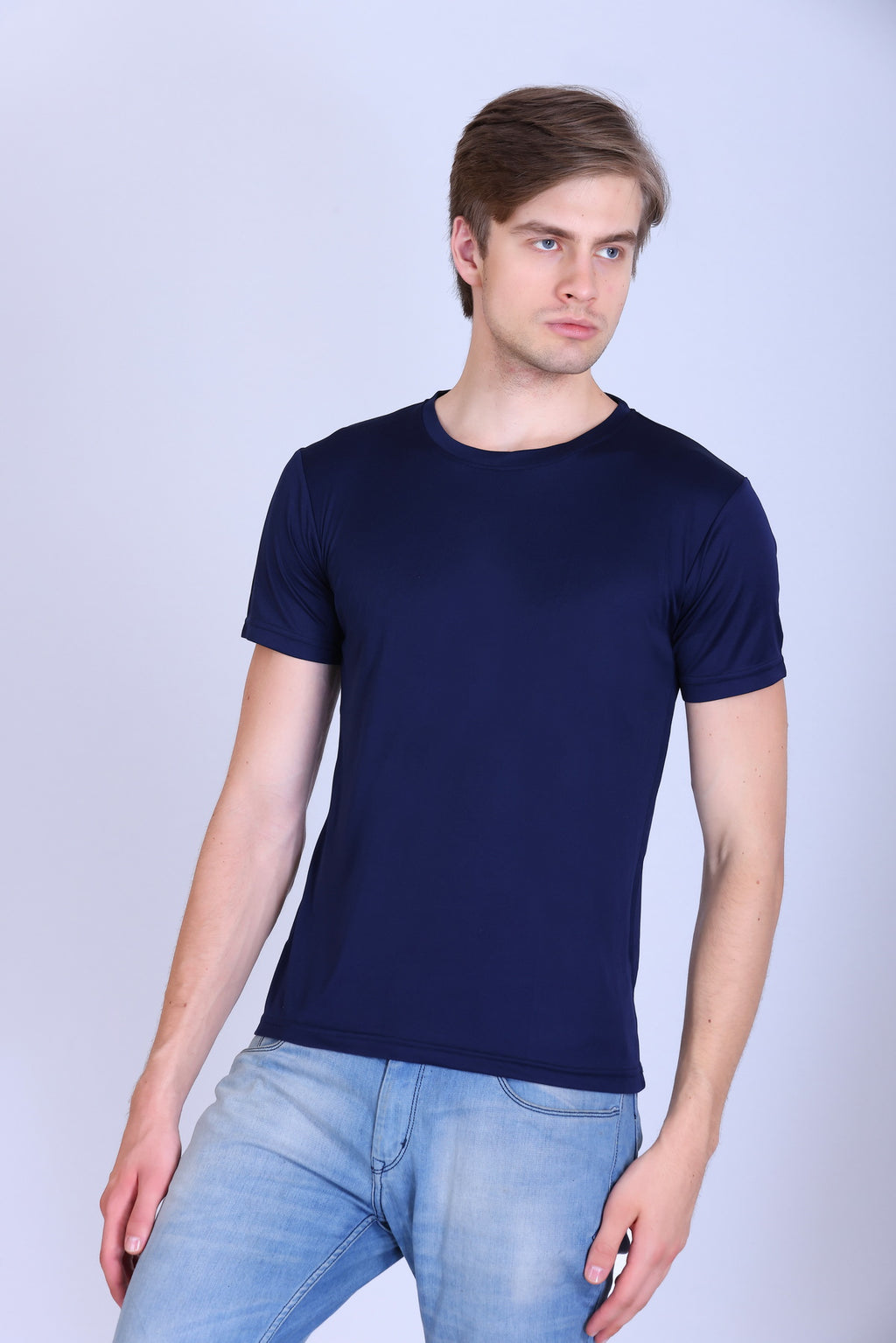 Sports Republic Acti-Go Dryfit Crew Neck T-Shirt in Navy Blue - 2