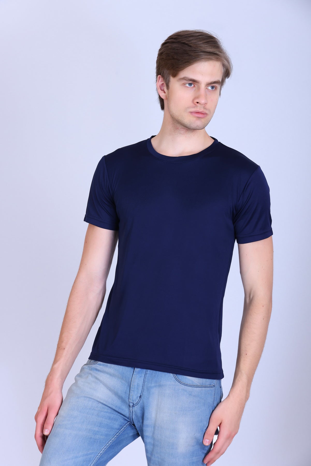 Sports Republic Acti-Go Dryfit Crew Neck T-Shirt in Navy Blue - 2