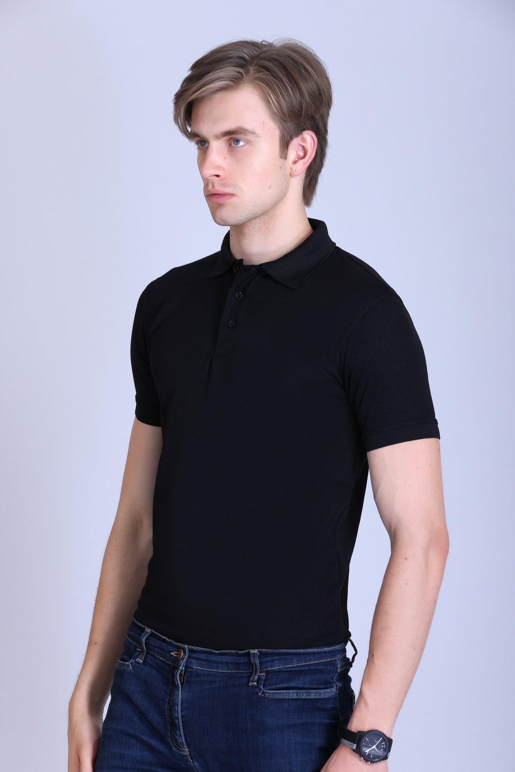 PIKMEE Titlis Polo T-Shirt in Black - image 3