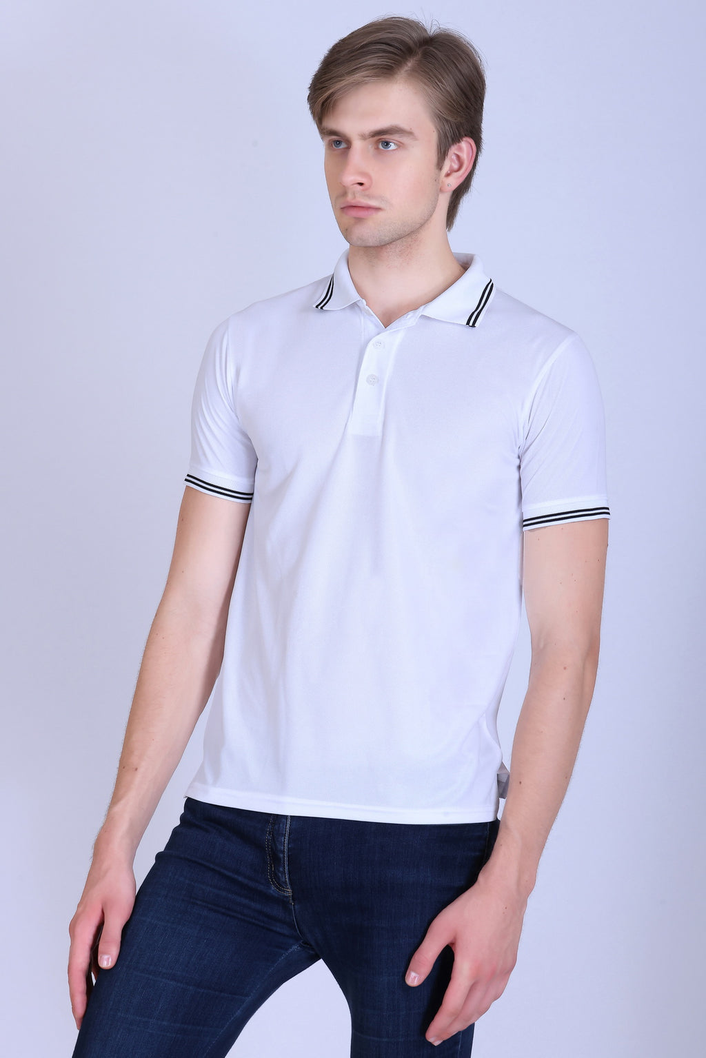 Sports Republic Acti Hy:Dry Dryfit Polo T-Shirt in White With Black Tipping - 2