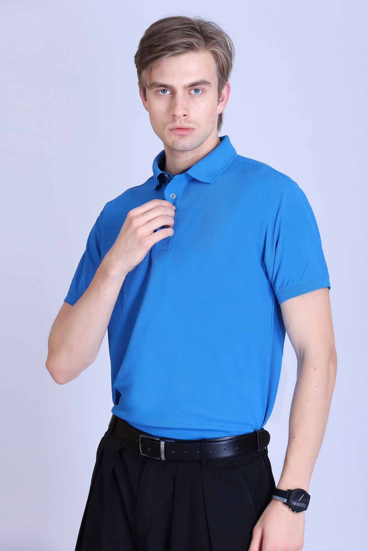 WINBARG Spanish Polo T-Shirt in Dell Blue - image 3