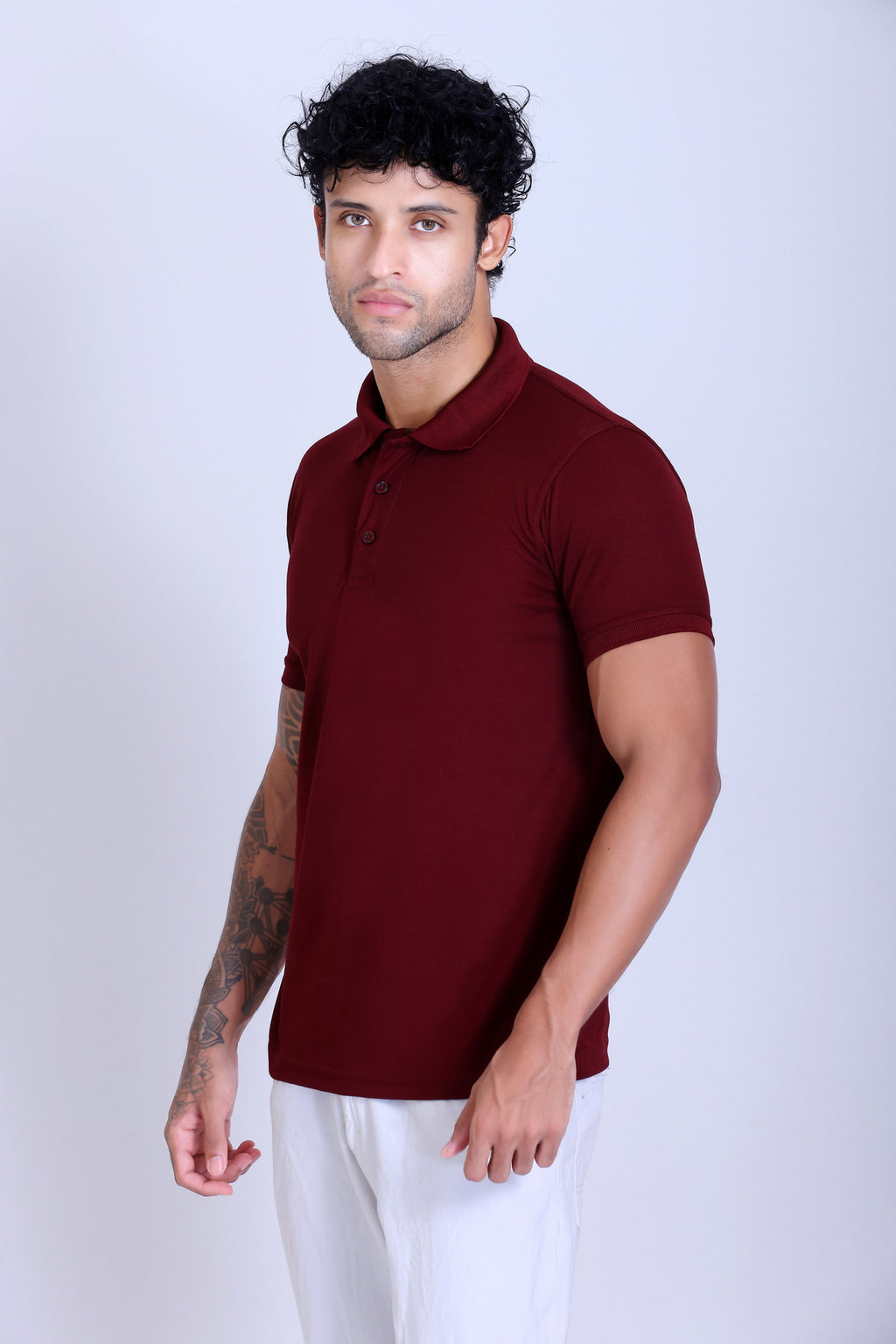 PIKMEE Titlis Polo T-Shirt in Maroon - image 3