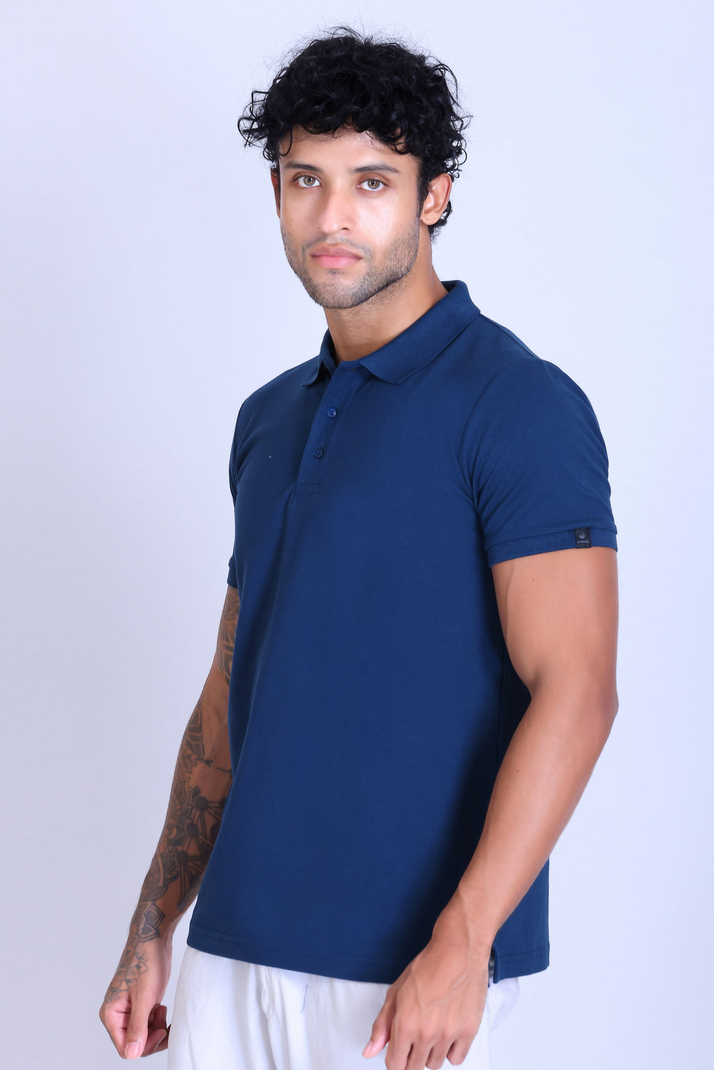 WINBARG Solid Stretch Polo T-Shirt in Teal Blue - image 3