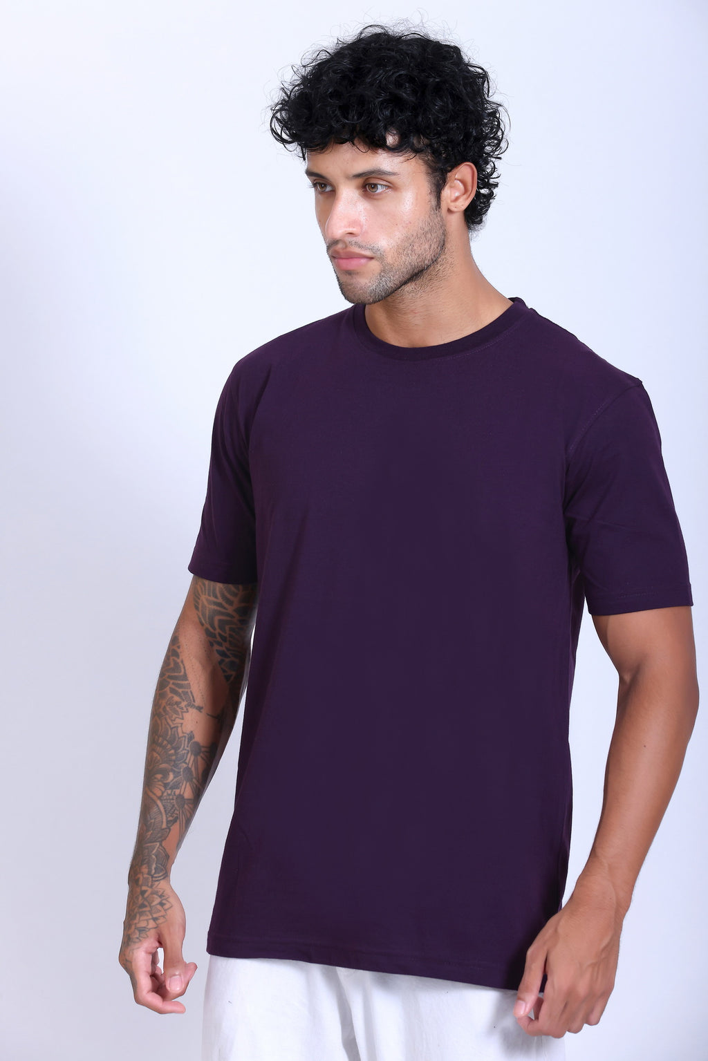 PIKMEE Skinta Bio Wash Crew Neck T-Shirt in Purple - image 3