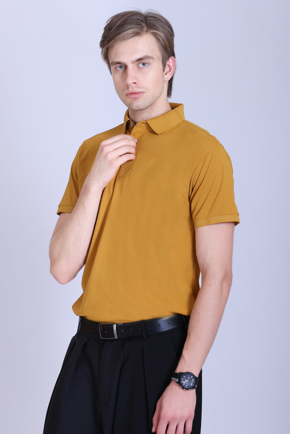 WINBARG Spanish Polo T-Shirt in Mustard - image 3