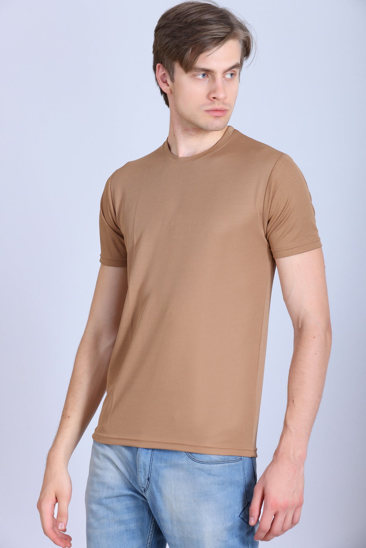 Sports Republic Acti-Runn Dryfit Crew Neck T-Shirt in Beige - 2