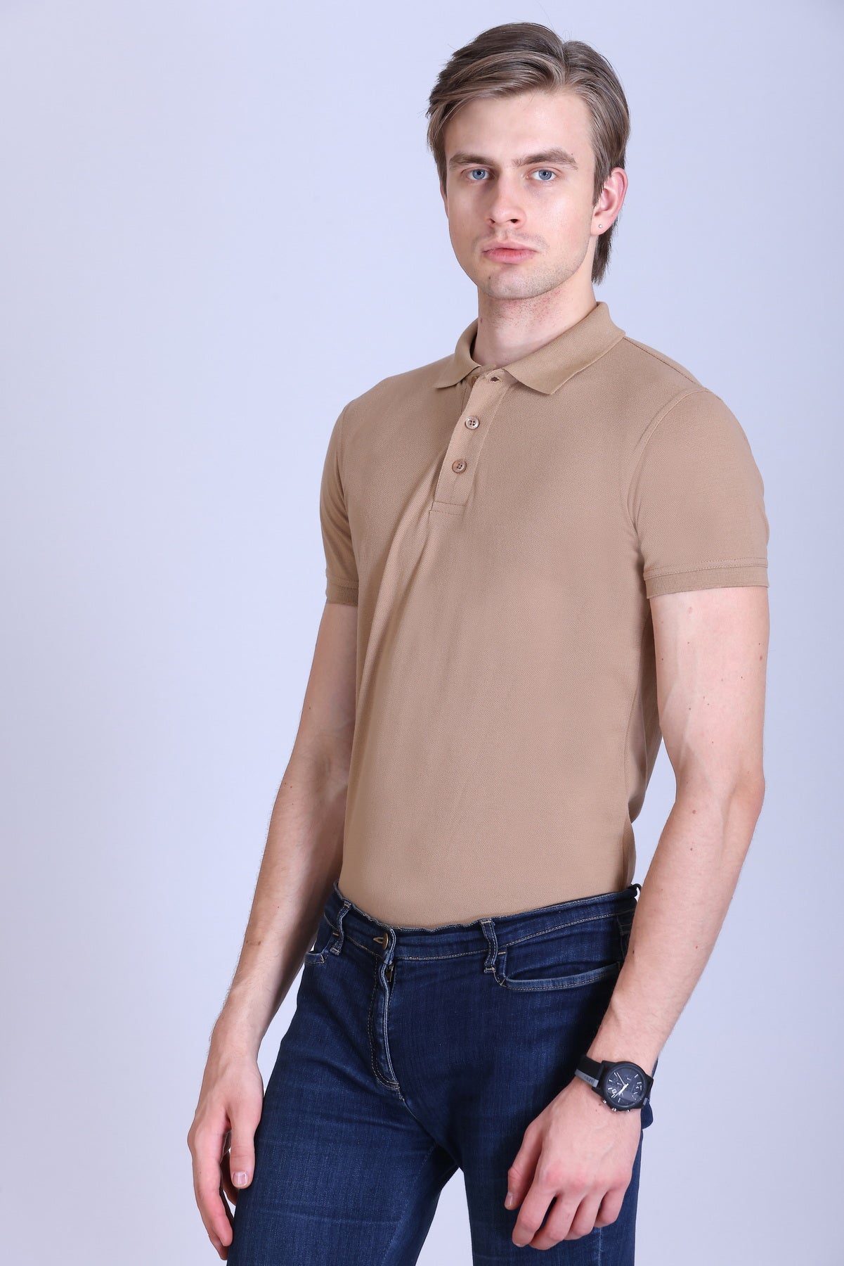 PIKMEE Fastees Polo T-Shirt in Light Beige - image 3