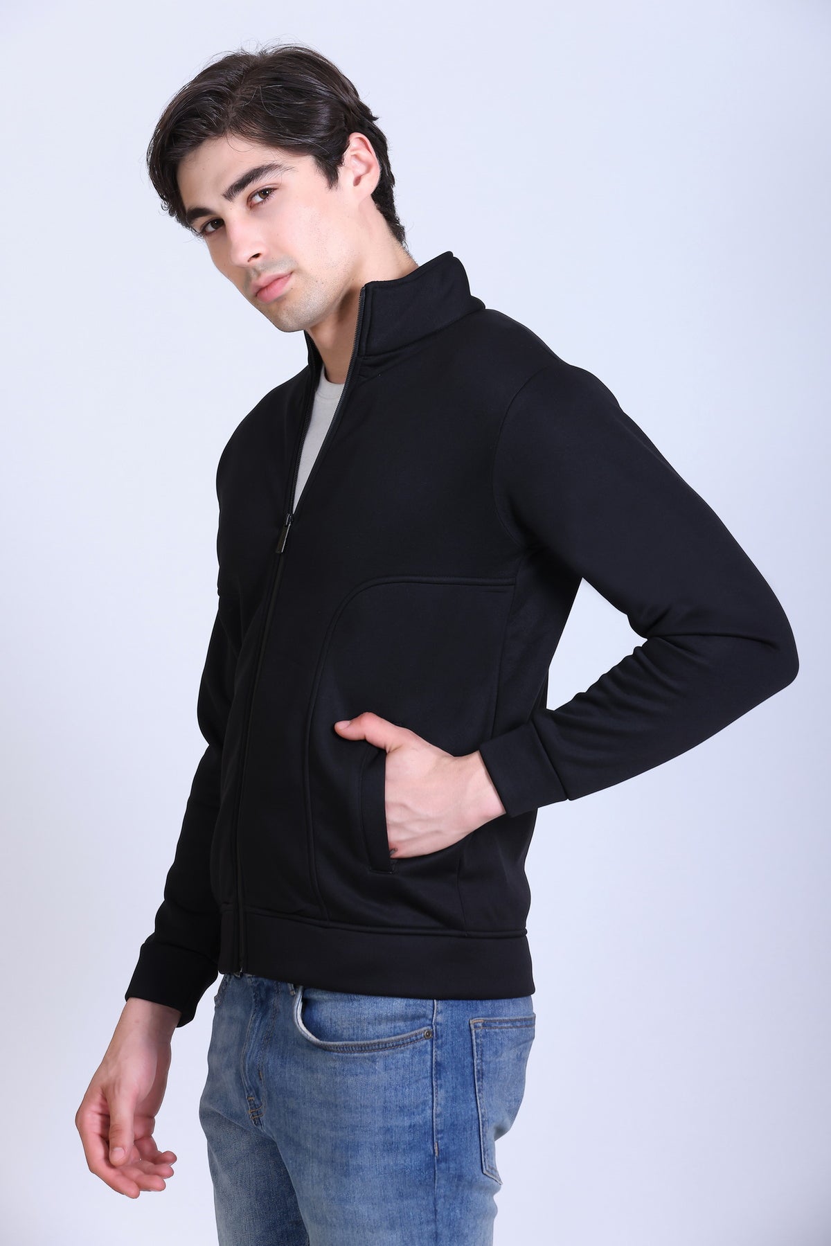 Winbarg Full Sleeve Bonded Fleece Men's Jacket - Black