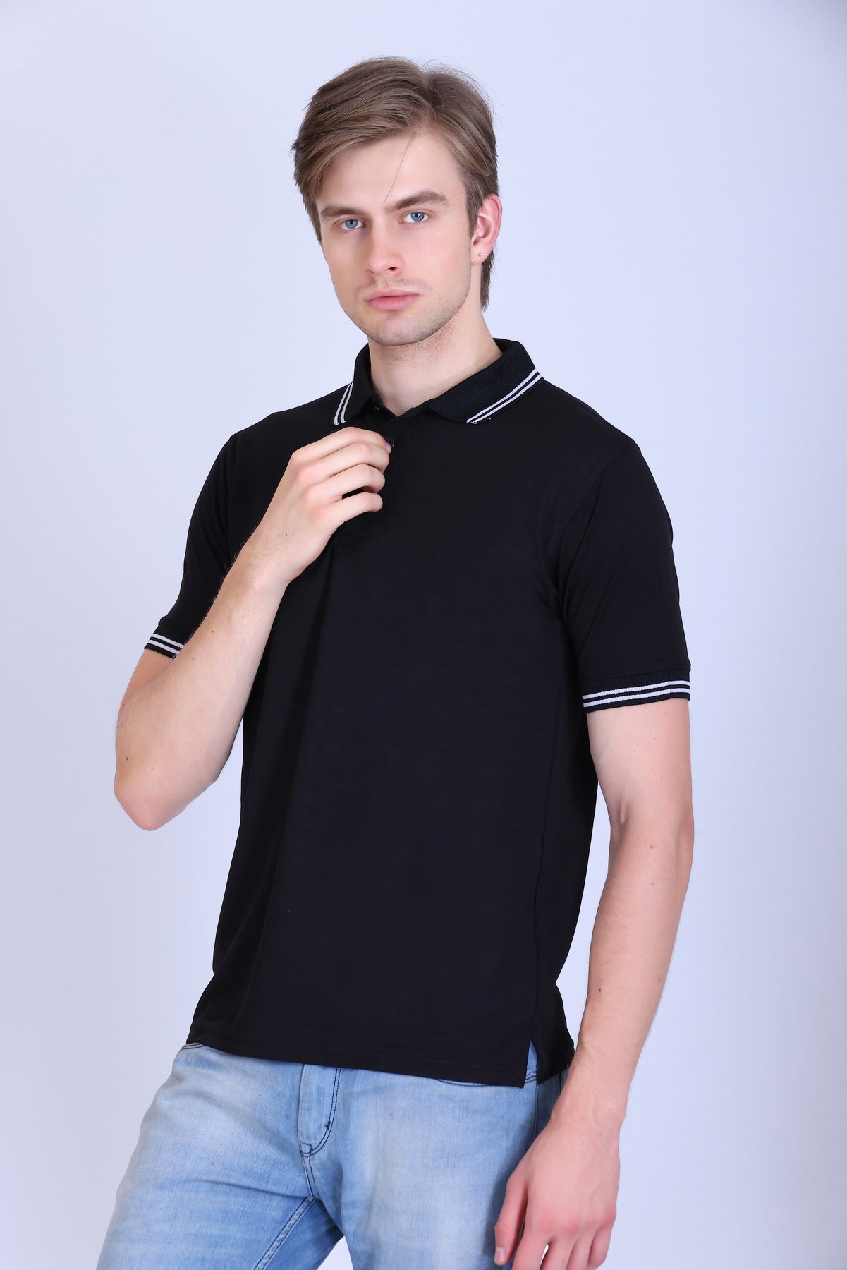 Sports Republic Acti Hy:Dry Dryfit Polo T-Shirt in Black With White Tipping - 2