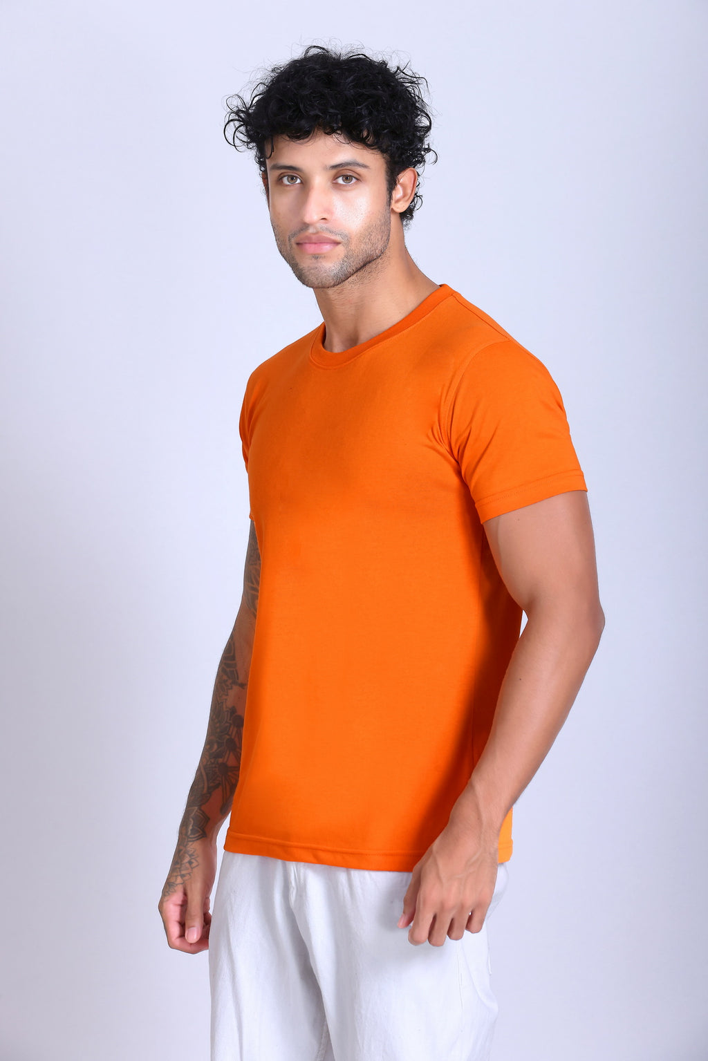 PIKMEE Skinta Bio Wash Crew Neck T-Shirt in Orange - image 3