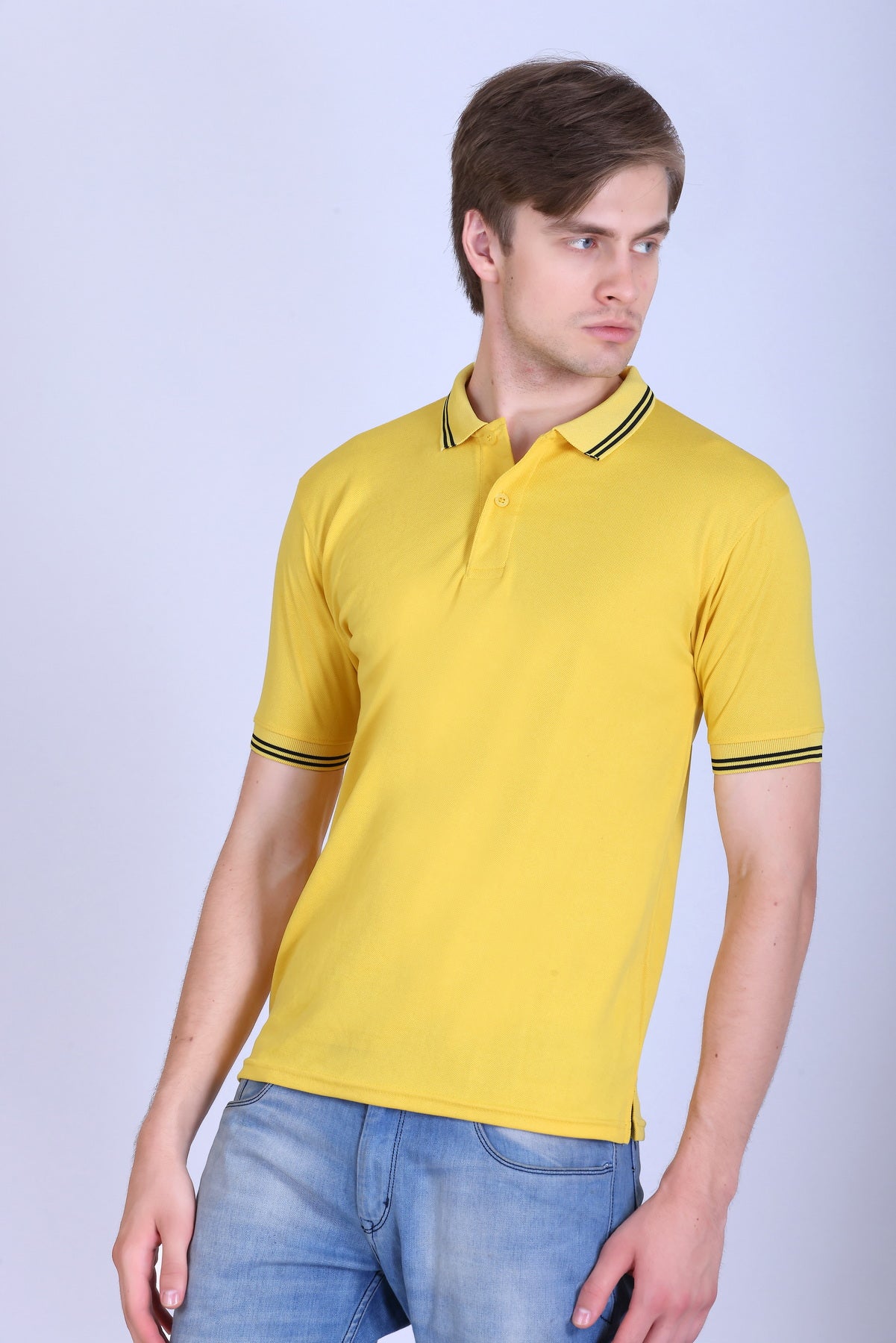 Sports Republic Acti Hy:Dry Dryfit Polo T-Shirt in Golden Yellow With Black Tipping - 2