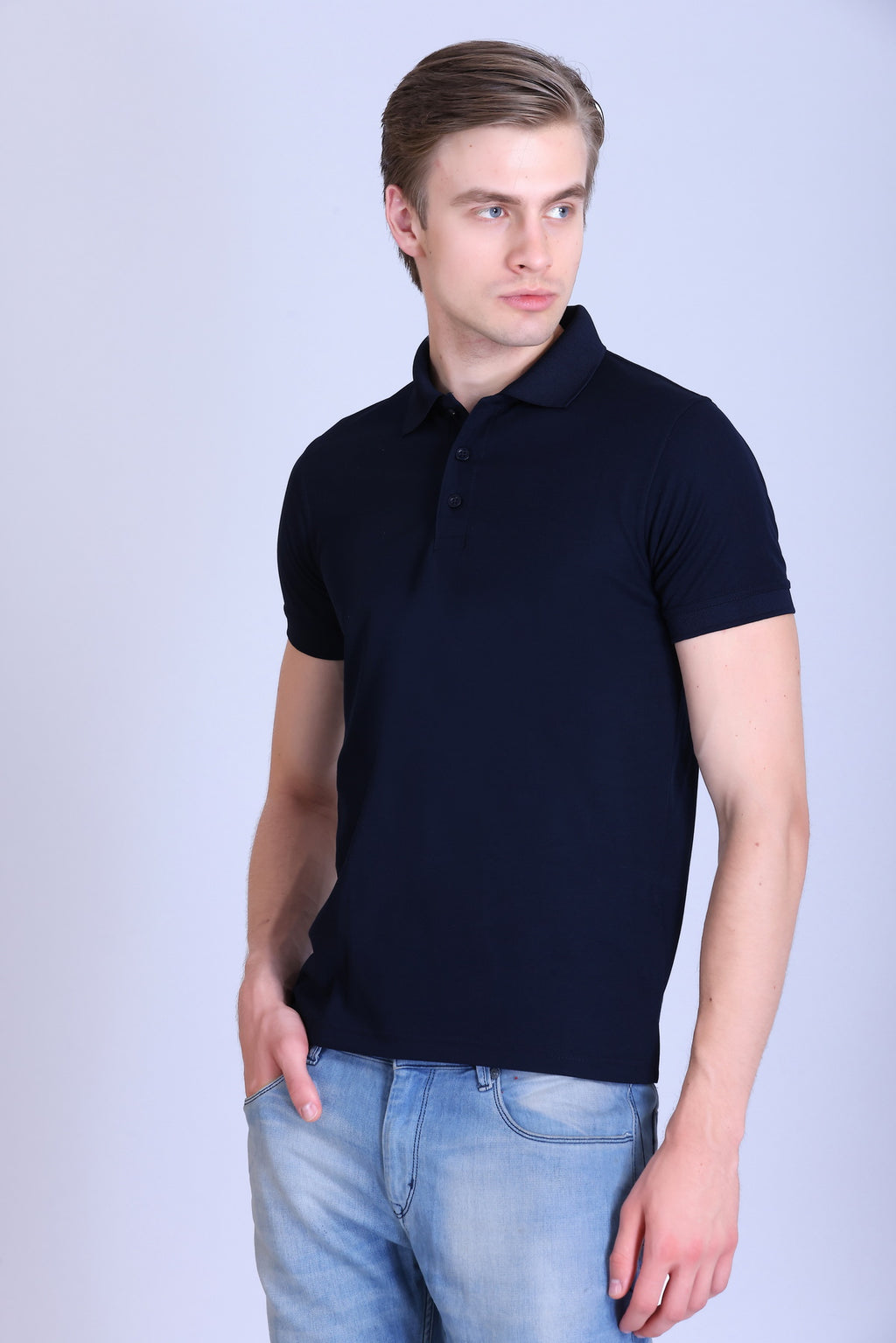 PIKMEE Titlis Polo T-Shirt in Navy Blue - image 3