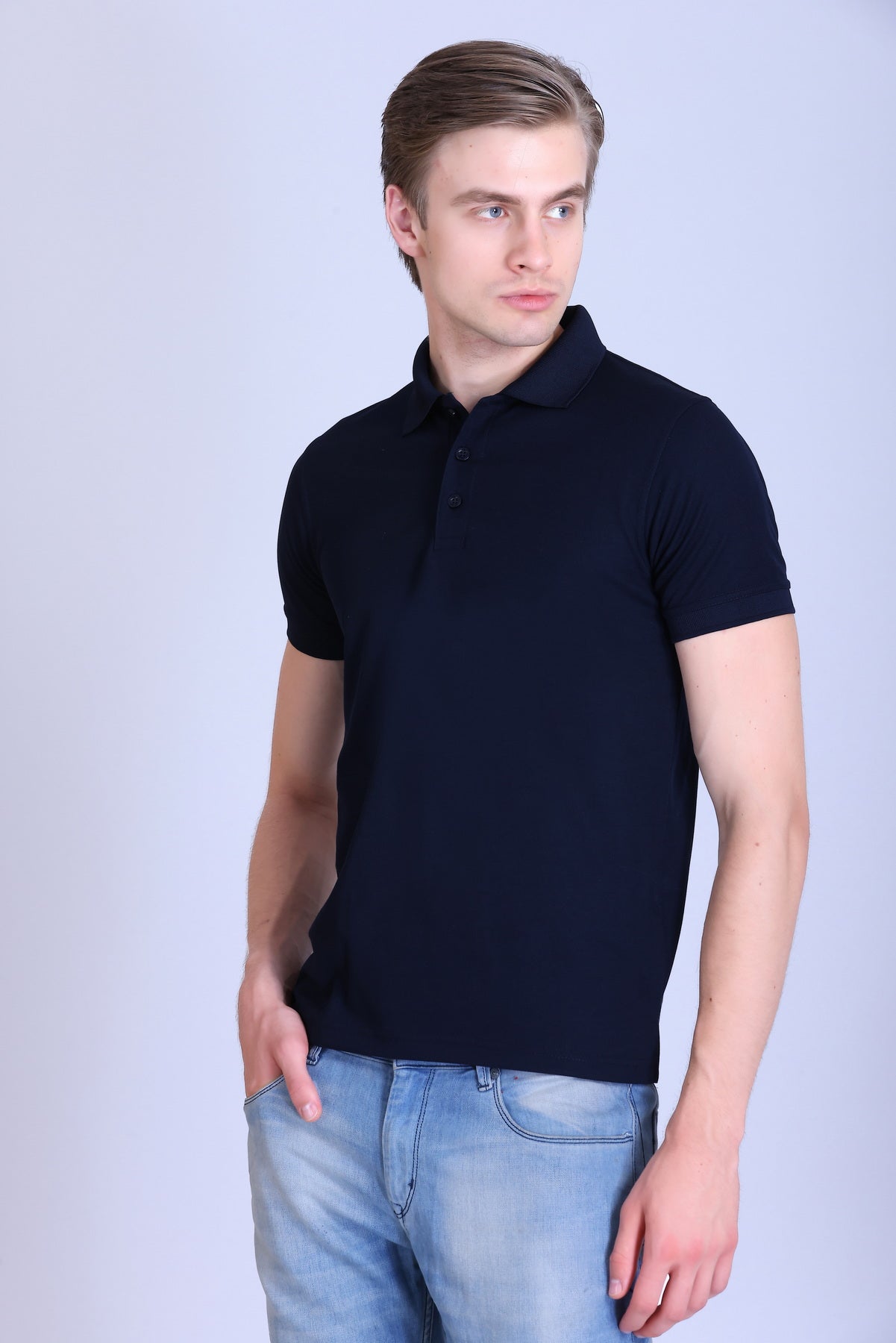 PIKMEE Titlis Polo T-Shirt in Navy Blue - image 3