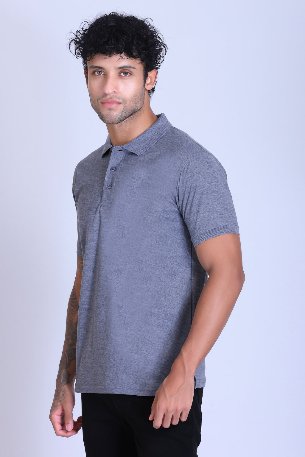 PIKMEE Promo-Tees Polo T-Shirt in Grey Melange - image 3