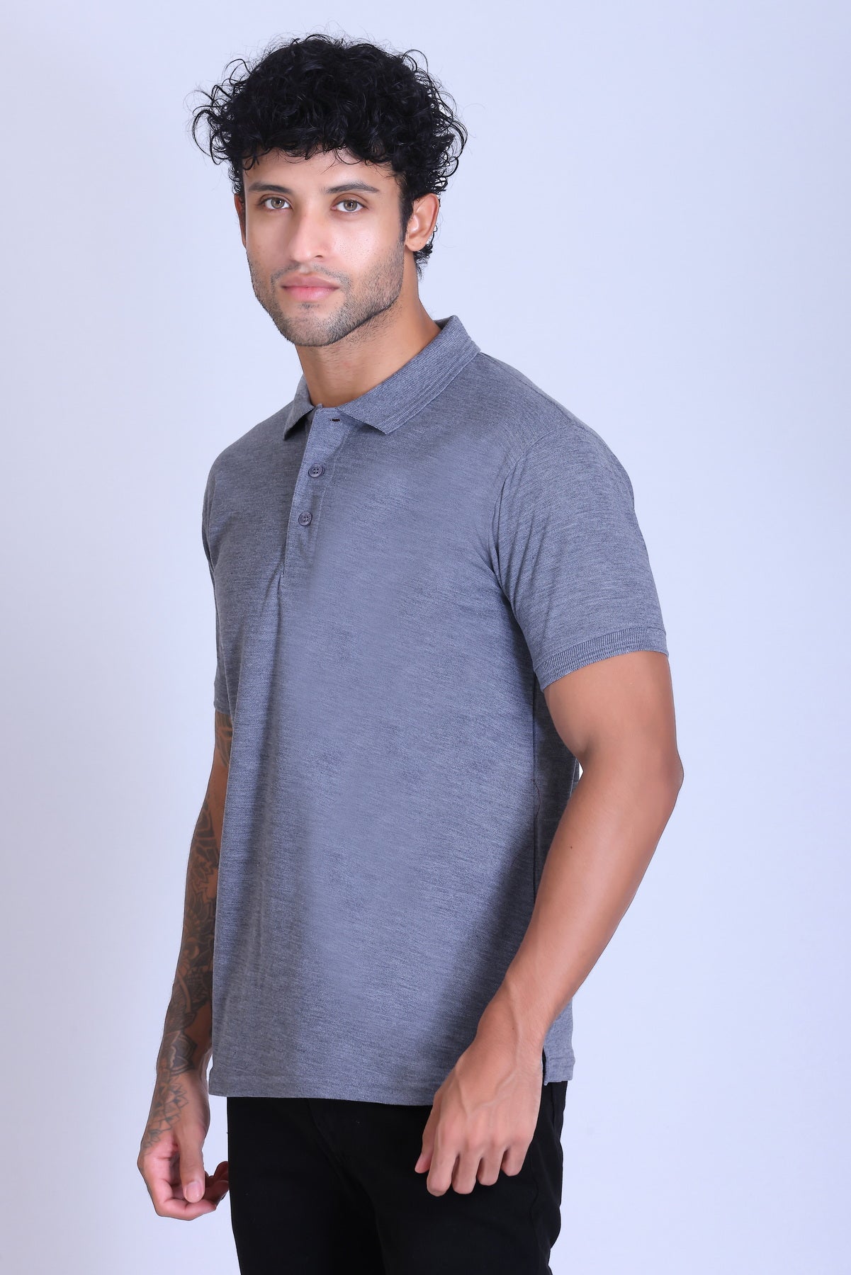 PIKMEE Promo-Tees Polo T-Shirt in Grey Melange - image 3
