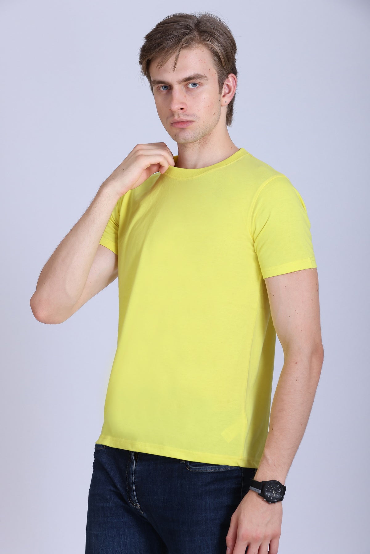 PIKMEE Skinta Bio Wash Crew Neck T-Shirt in Lemon Yellow - image 3