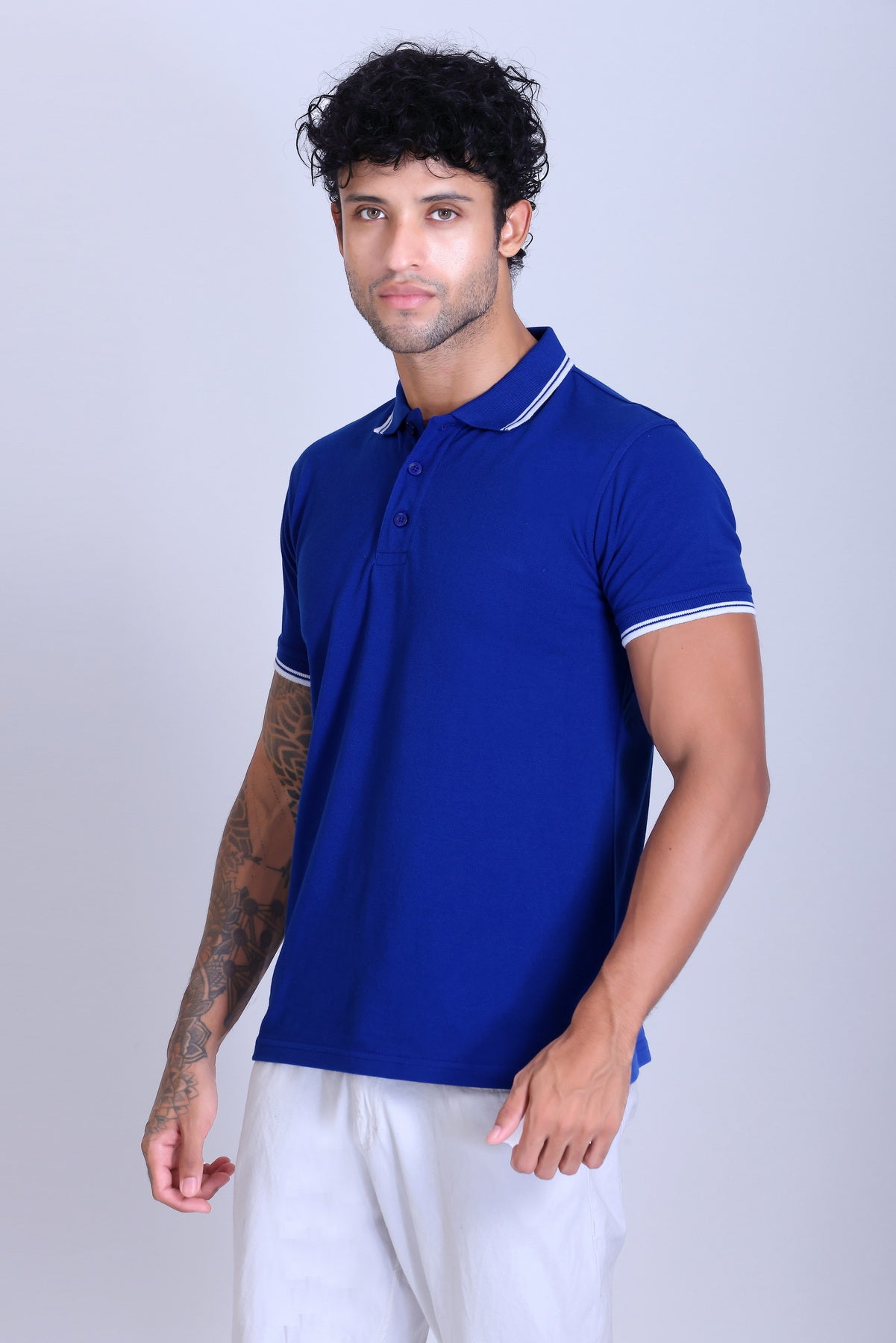 PIKMEE Tipline Polo T-Shirt in Royal Blue with White Tipping - image 3