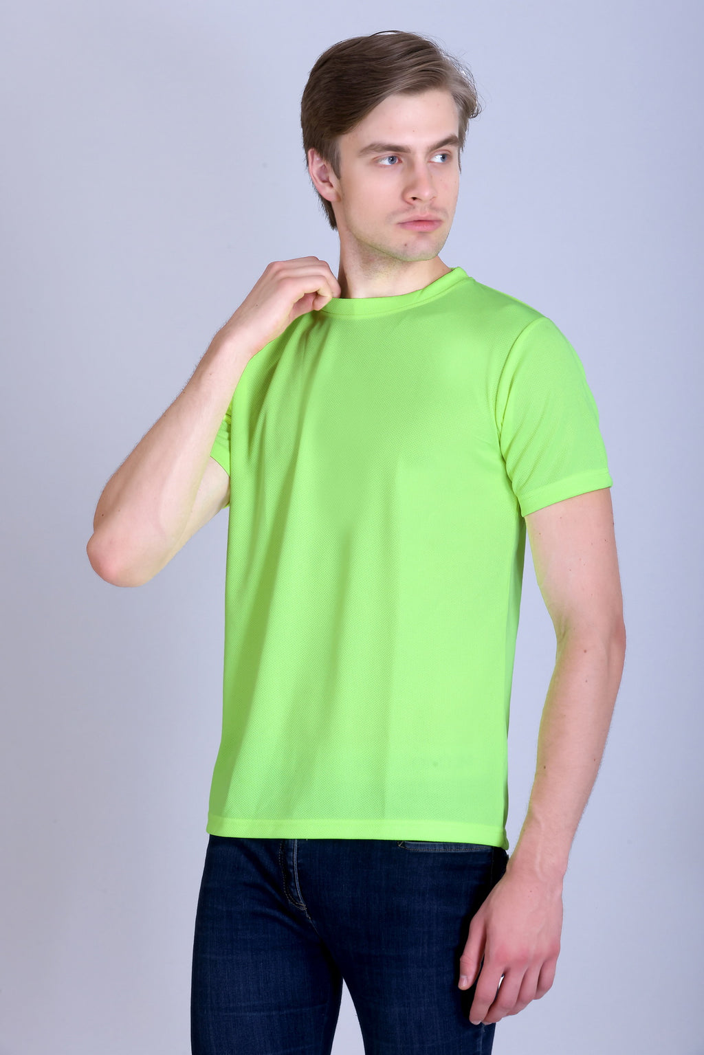 Sports Republic Acti-Runn Dryfit Crew Neck T-Shirt in Fluorescent Green - 2