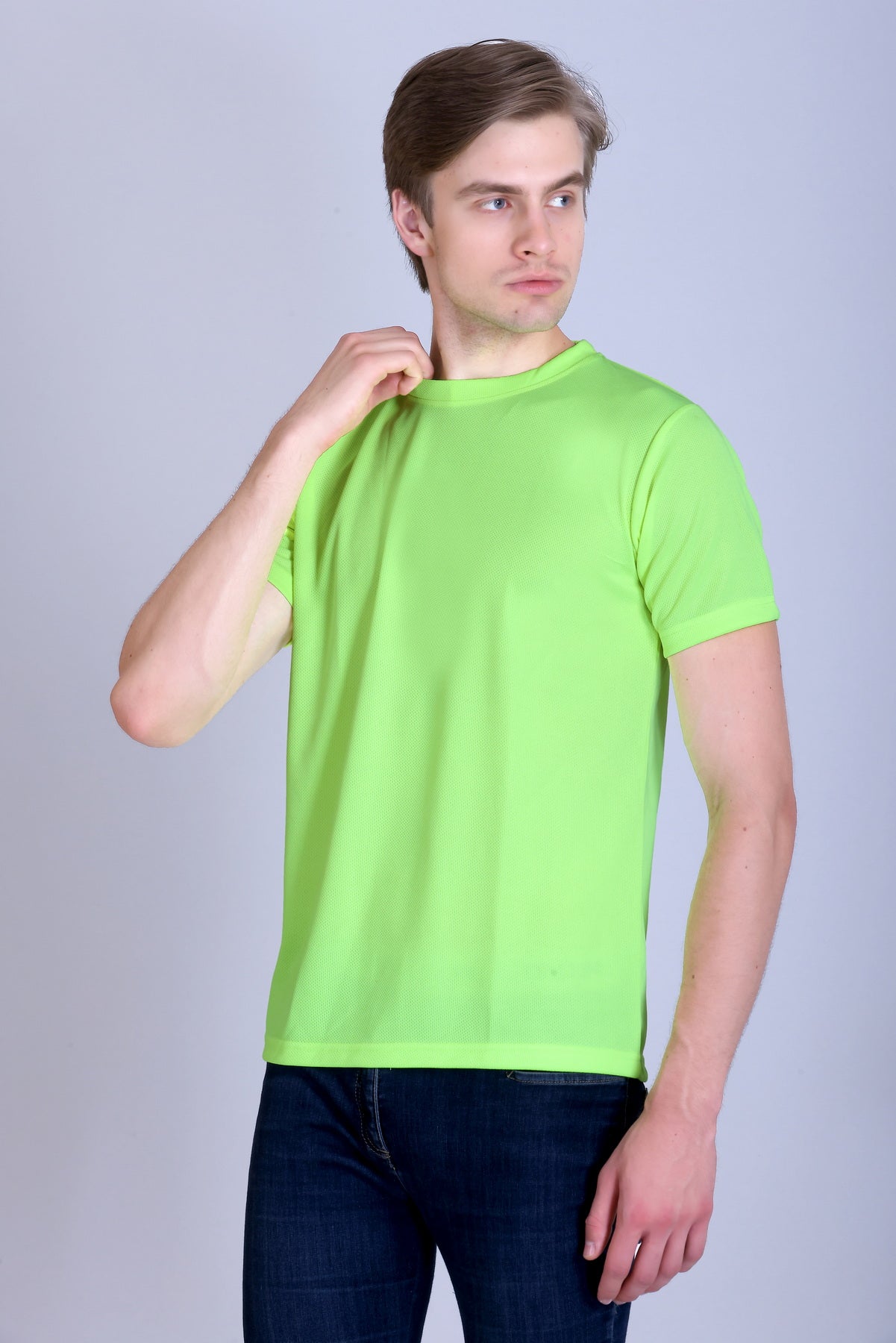 Sports Republic Acti-Runn Dryfit Crew Neck T-Shirt in Fluorescent Green - 2