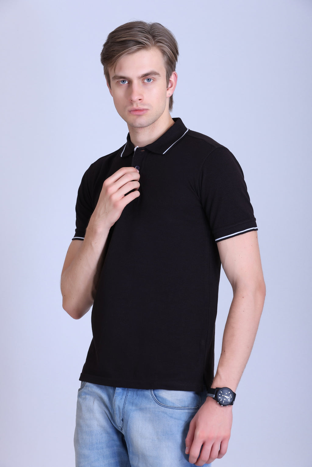 PIKMEE Highline Polo T-Shirt in Brown with White - image 3