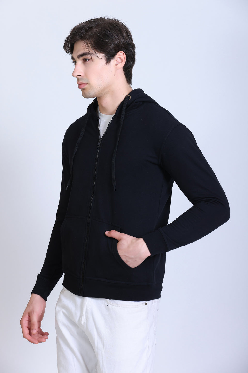 Pikmee Zero Degree Men's Zippered Hooded Sweatshirt - Black