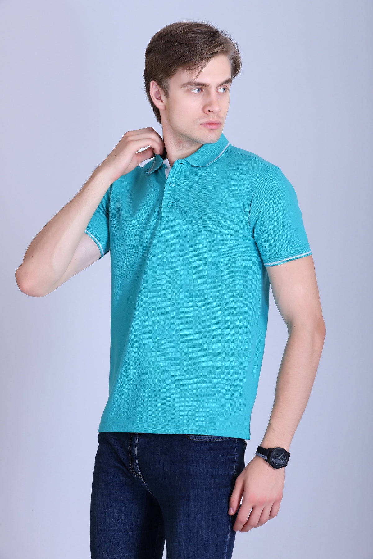 PIKMEE Highline Polo T-Shirt in Electric Green with White - image 3